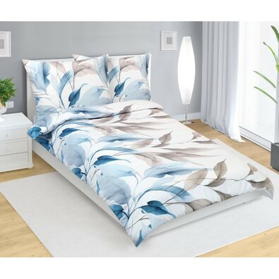 Bellatex Сатинова постільна білизна Осінь синя,140 x 220 см, 70 x 90 см