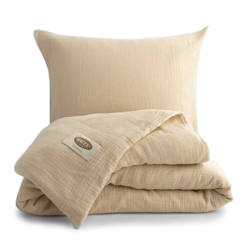 Lenjerie de pat din muselină MATEX maro deschis ,140 x 200 cm, 70 x 90 cm