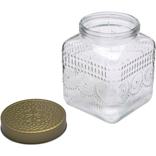 Altom Set of glass jars with golden lids Daisy 1.8l, 4 pcs