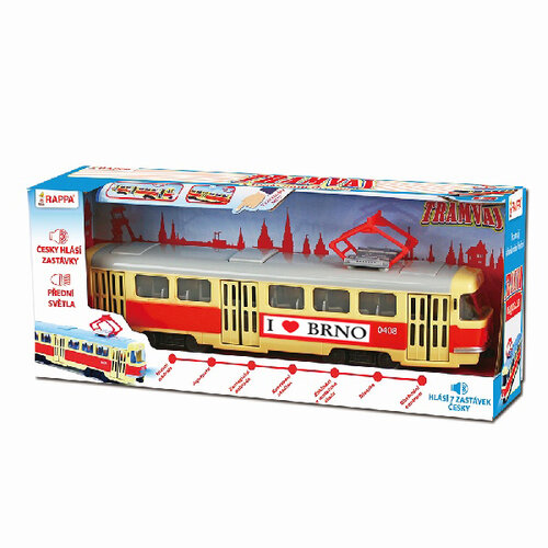 Rappa Tramwaj, który ogłasza przystanki w językuczeskim BRNO, 28 cm