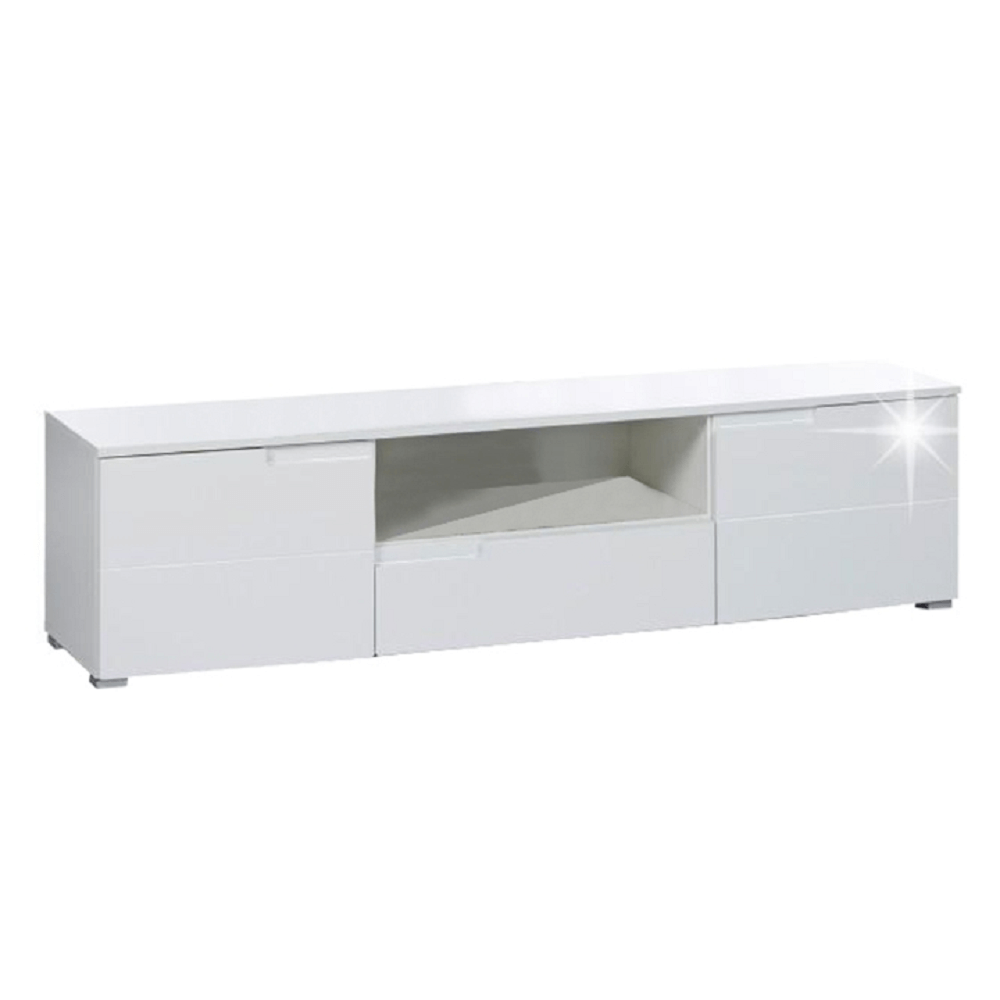 Televízny stolík SPICE, lesklá biela