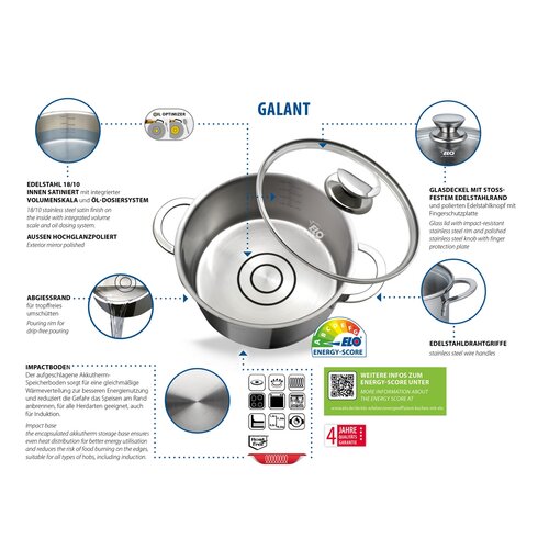Elo 72540 Каструля з нержавіючої сталі Galant 20 см, 2,7 л