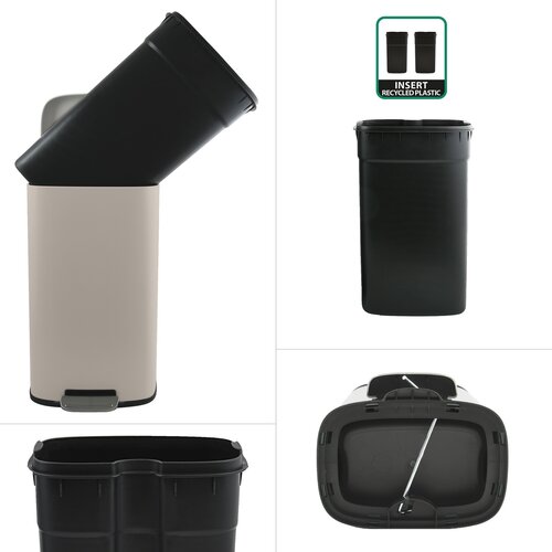 Spirella Pedálový odpadkový kôš soft-close Akira 50 l, matná sivohnedá