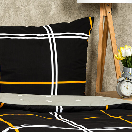 Lenjerie de pat 4Home Carouri negru, din bumbac, 140 x 200 cm, 70 x 90 cm