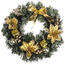 Karácsonyi koszorú mikulásvirággal, átmérő 25 cm, arany