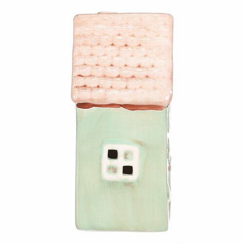 Keramický domek s LED, 10 x 7 x 14 cm, jaro, tm. zelená