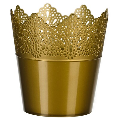 Osłona plastikowa na doniczkę Koronka 11,5 cm, złoty