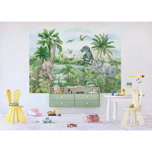 Gyermek fotótapéta Színes Dino 252 x 182 cm, 4részből áll.