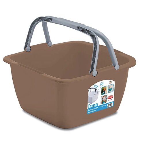 Lighean pătrat din plastic LUNA cu mânere,  18,5 l