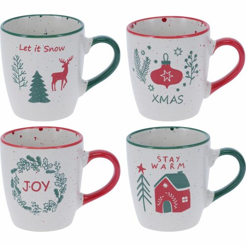 Set mit 4 Steingutbechern „Let It Snow“ 200 ml