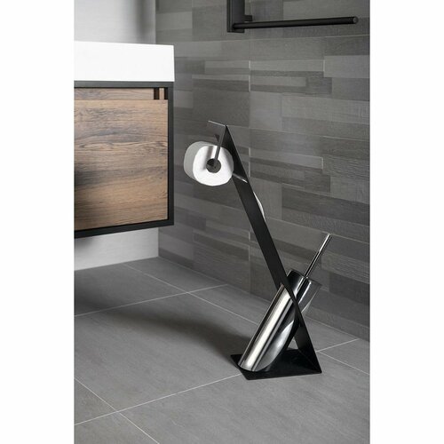 RIDDER 11202410 Sydney stojalo s držalom zatoaletni papir in WC krtačo, črna/krom