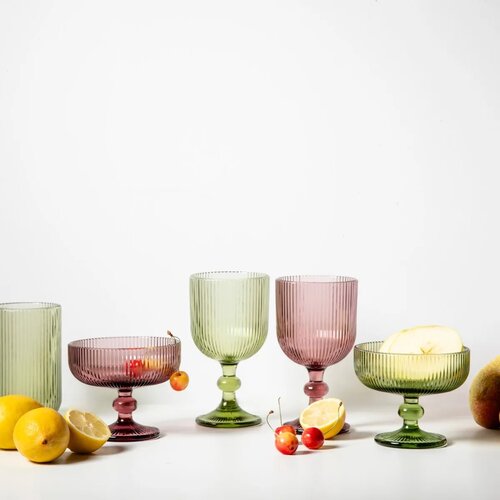 Altom kozarec na nogi Selena Purple, 370 ml, set 6kosov