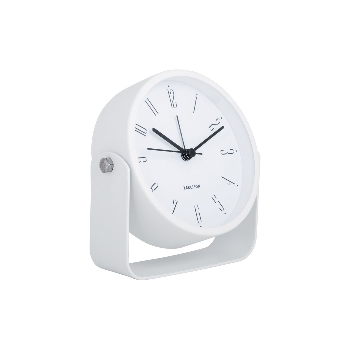 Dizajnový budík Karlsson 5989WH biely, priemer 12cm