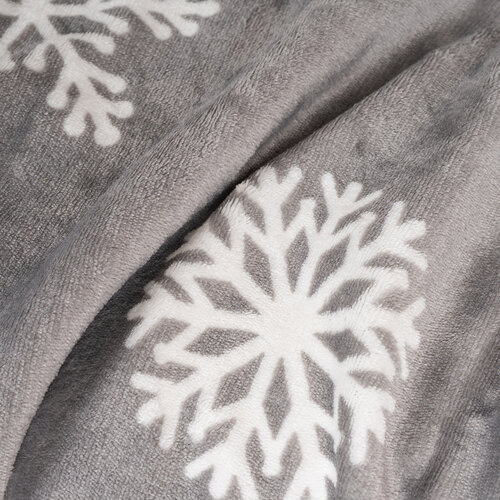 Pătură imitație de blăniță gri cu fulgi, 150 x 130 cm