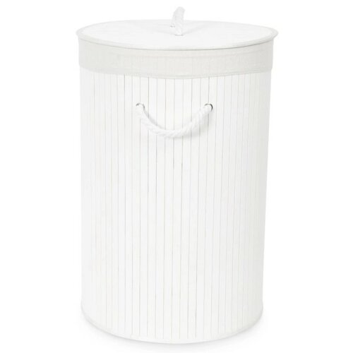 Compactor Coș pentru rufe murdare Bamboo rotund, alb