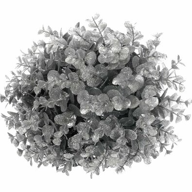 Vianočná závesná dekorácia Eucalyptus guľa, strieborná, pr. 24 cm