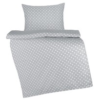 Bellatex Kinder-Kissen und Decke Set Dots grau, 75 x 100 cm, 42 x 32 cm