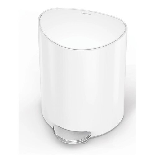 Simplehuman Педальний кошик для сміття 6 л, напівкруглий, білий сталь, пластик