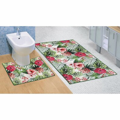 Bellatex Komplet kopalni predpražniki Ibišek 3D,60 x 100 cm, 60 x 50 cm