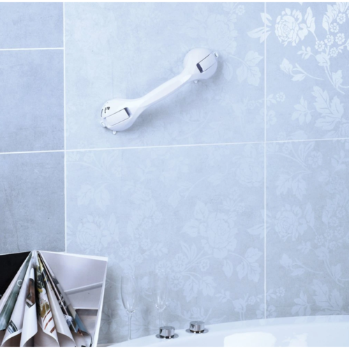 Spirella Haltegriff für das Badezimmer mit Saugnäpfen und Indikator SAFE, weiß, 40 cm
