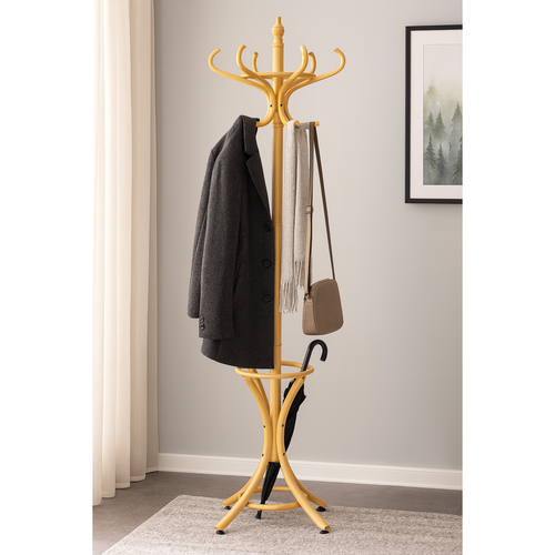 Garderobenständer aus Holz, Natur, 185 cm