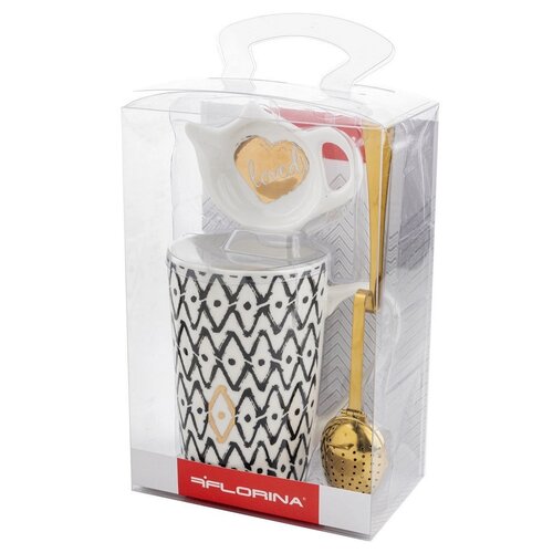 Florina porcelanska skodelica z infuzerom Glitz,350 ml