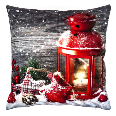 Pernă luminată Felinar, roşu, 40 x 40 cm