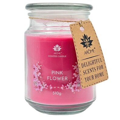 Arome Pink flower gyertya üvegben, 510 g