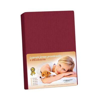 Jersey prestieradlo s elastanom bordová, 200 x 220 cm