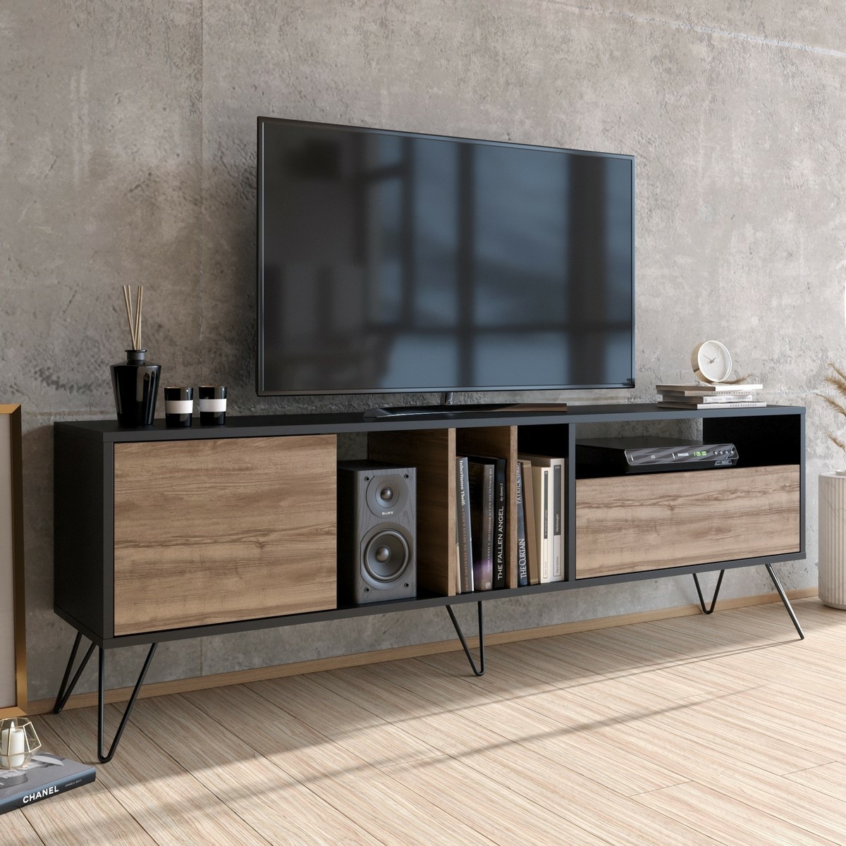 Televízny stolík Mistico Walnut and Black
