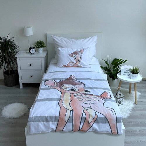Baby-Baumwollbettwäsche Bambi stripe, 100 x 135 cm, 40 x 60 cm