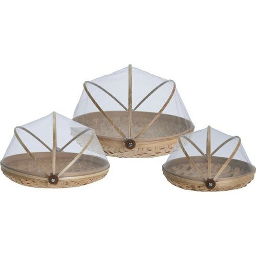 Set aus 3 Serviertabletts mit Deckel Bamboo