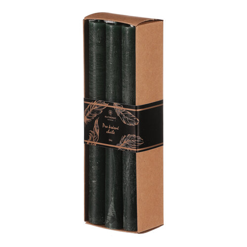 Набір високих свічок темно-зелений, 6 шт., парафін, 20 см