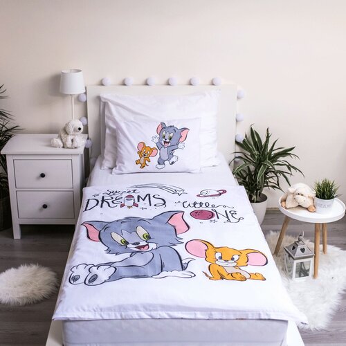 Detské bavlnené obliečky do postieľky Tom & Jerry TJ050, 100 x 135 cm, 40 x 60 cm