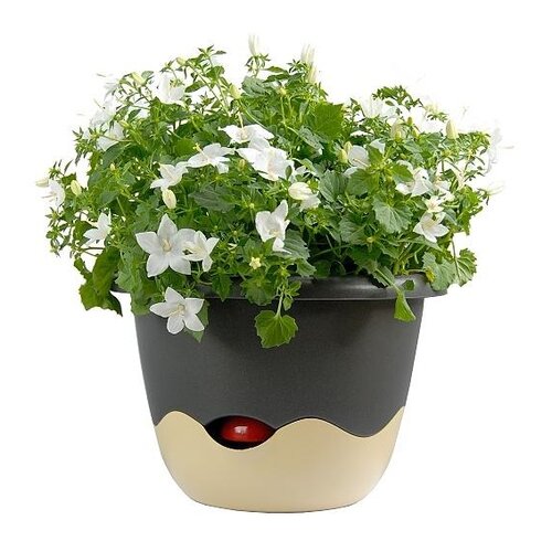 Plastia Samozavlažovací květináč Mareta šedá +béžová, pr. 25 cm