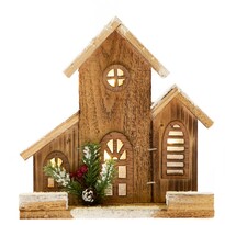 Dřevěný domeček s osvětlením, 21 x 21 x 6 cm