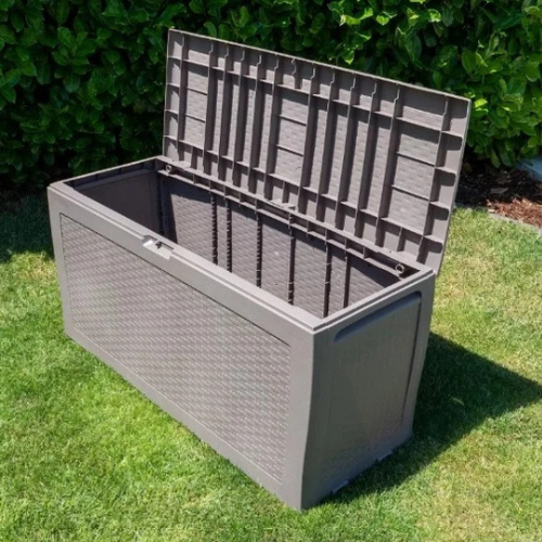 Keter Garten Aufbewahrungsbox Samoa Rattan Cappuccino, 270 Liter, 117 x 57 x 45 cm