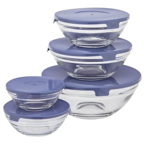 Altom Set Glasschalen mit Deckel 5 Stück, Farbmix