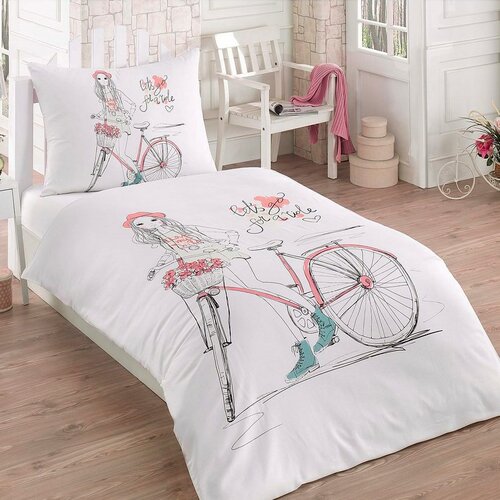 Exclusive Bicycle 3D pamut ágynemű garnitúra, 140 x 200 cm, 70 x 90 cm