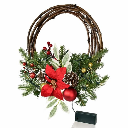 Firenze karácsonyi fonott koszorú, 30 cm, 10 LED