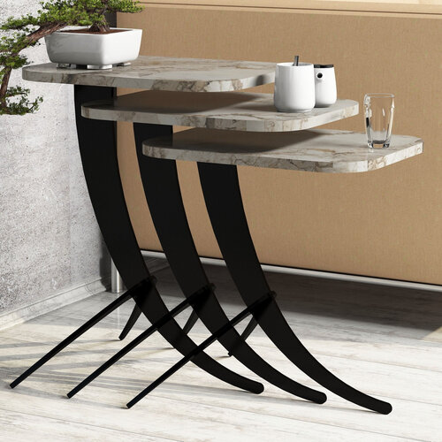 Rozkladací stôl Pion White Marble, 3 ks