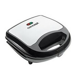 Croque-monsieur Concept SV3031 - 700 W, Plaques Anti-Adhésives Carrées, Inox/Noir, Nettoyage Facile
