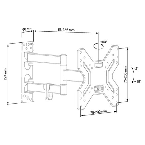 Suport TV extensibil, rotativ și înclinabil ECG LD174201