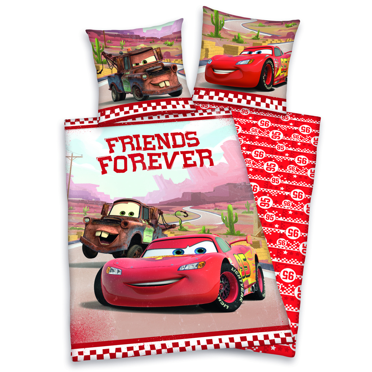 Herding Dětské bavlněné povlečení Cars Friends Forever, 140 x 200 cm, 70 x 90 cm