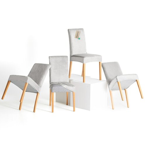 Restilo Husă pentru scaun Sento argintiu, 48 x 48 x 58 + 10 cm, set de 4 bucăți