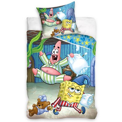 Detské bavlnené obliečky Sponge Bob Pyžamová Párty, 140 x 200 cm, 70 x 80 cm