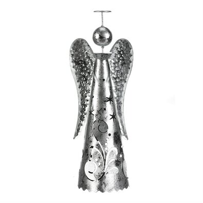Decorație metalică de Crăciun Înger pentrulumânare de ceai, argintiu