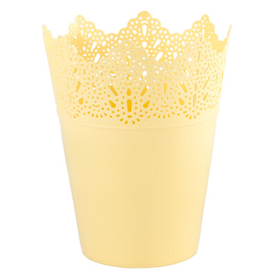 Plastový obal na kvetináč Čipka 15 cm, žltá