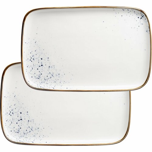 Mäser Set de 2 tăvi Pintar White cu punctealbastre 30 x 20 x 2 cm