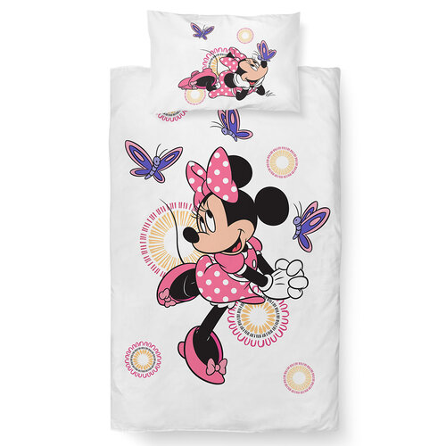 Carbotex Otroška posteljnina Minnie in metulji,100 x 135 cm, 40 x 60 cm